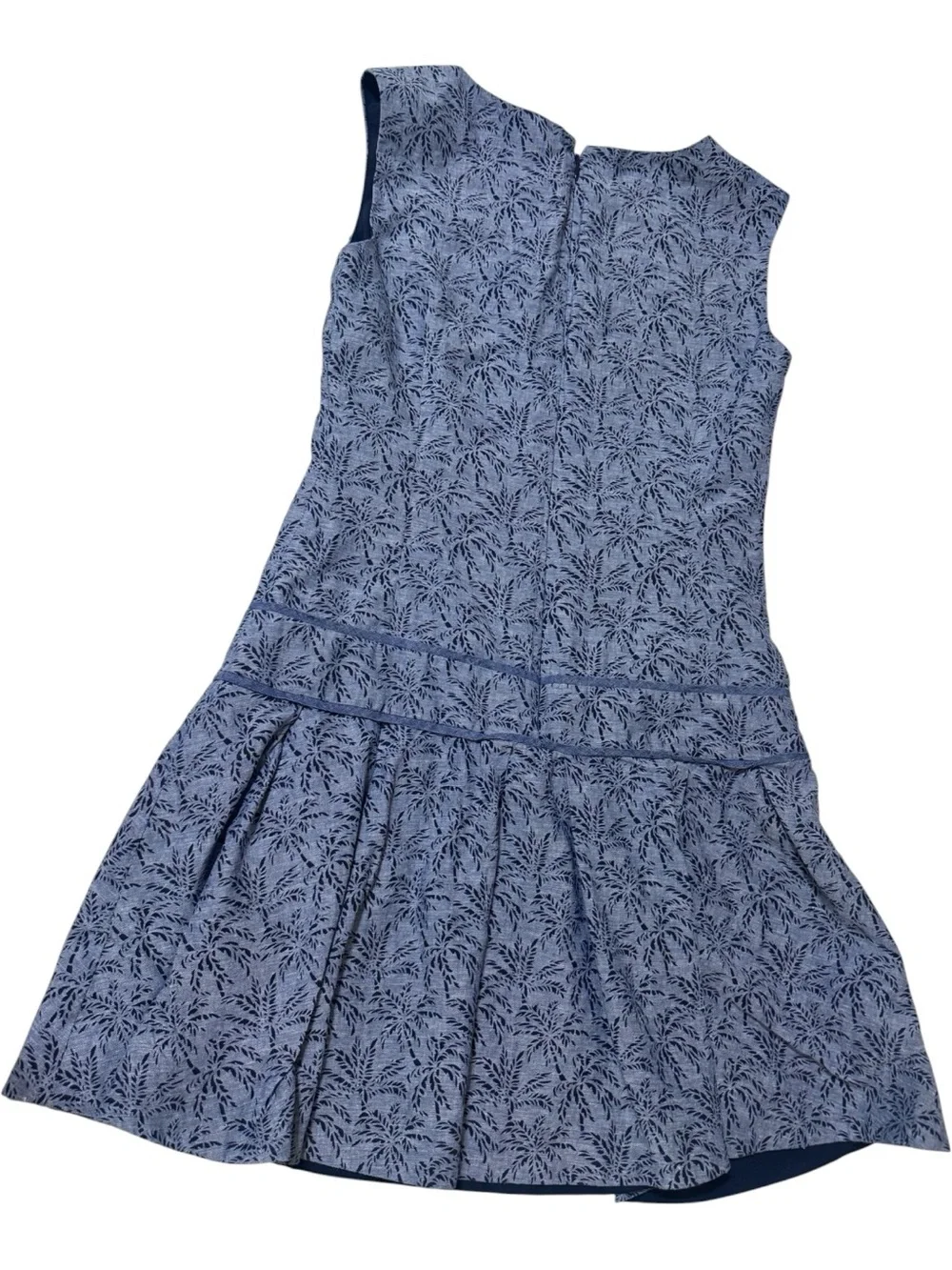 J. Crew Sleeveless Dusty Blue Textured Fit-and-Flare Mini Dress